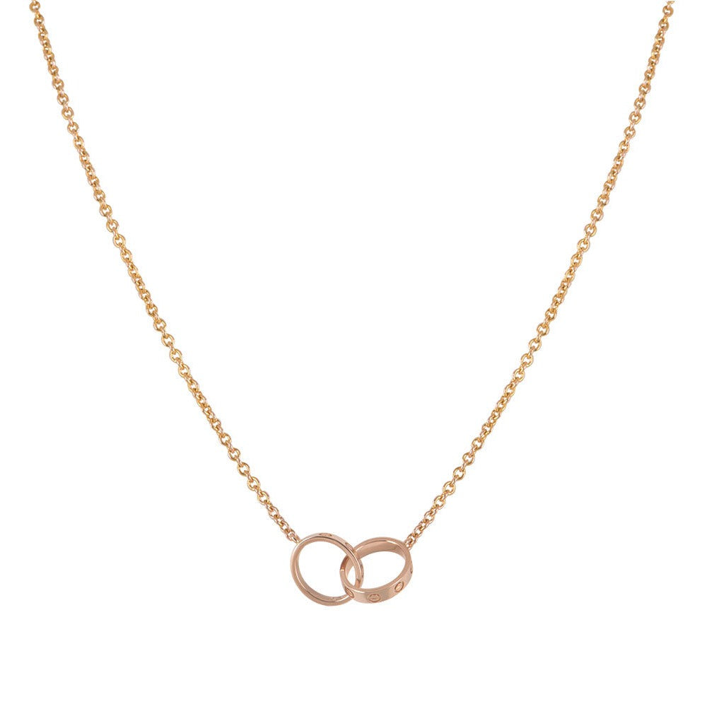 [Liorra]LOVE NECKLACE DOUBLE RING PINK GOLD