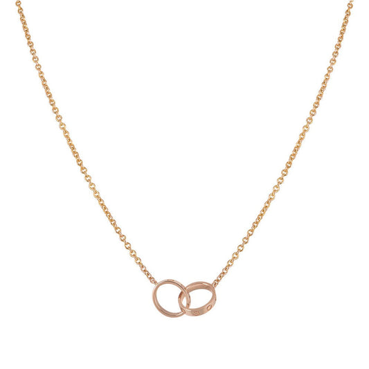 [Liorra]LOVE NECKLACE DOUBLE RING PINK GOLD
