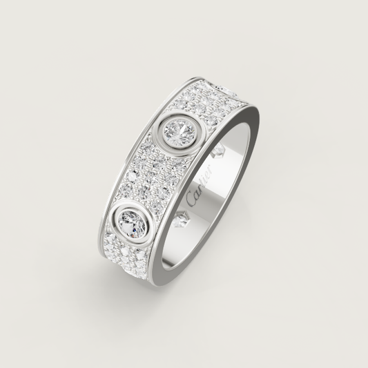 [Liorra]LOVE RING 6.5MM Full Diamond, 6 Major Diamonds Silver