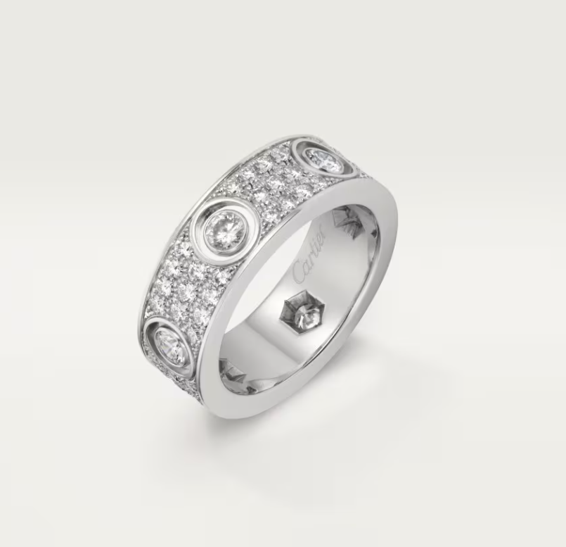 [Liorra]LOVE RING 6.5MM Full Diamond, 6 Major Diamonds Silver