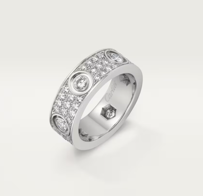 [Liorra]LOVE RING 6.5MM Full Diamond, 6 Major Diamonds Silver