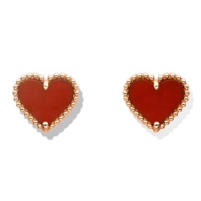 [Liorra]HEART CARNELIAN STUD EARRINGS