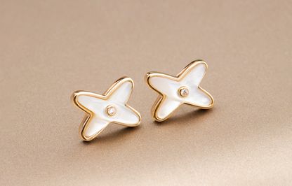 [Liorra]JEUX DE WHITE MOP Liorra GOLD DIAMOND EARRINGS