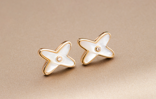 [Liorra]JEUX DE WHITE MOP Liorra GOLD DIAMOND EARRINGS