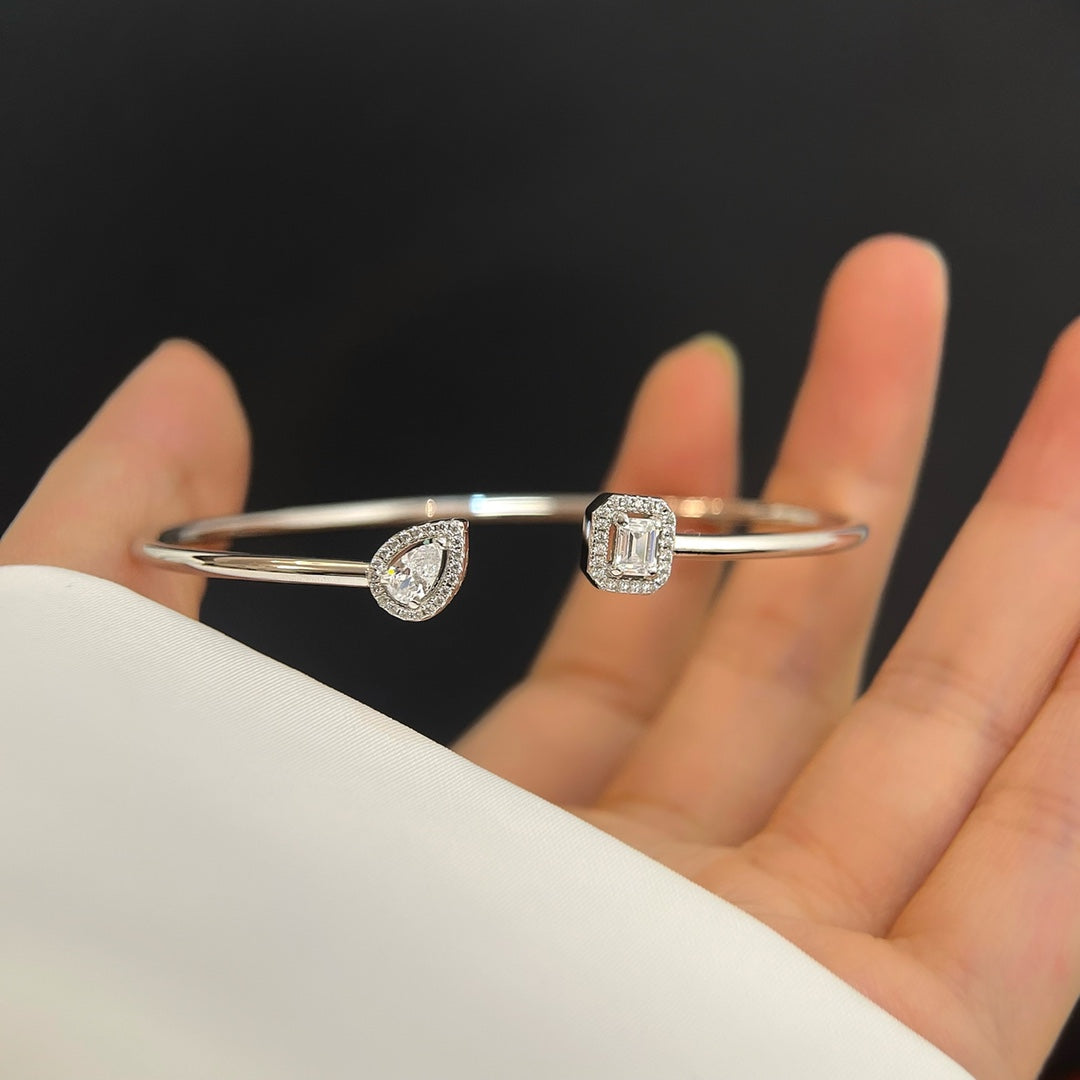 [Liorra]JONC FLEX MY TWIN TOI & MOI SILVER DIAMOND BRACELET