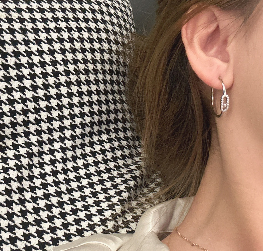 [Liorra]CREOLES MOVE UNO PM DIAMOND EARRINGS
