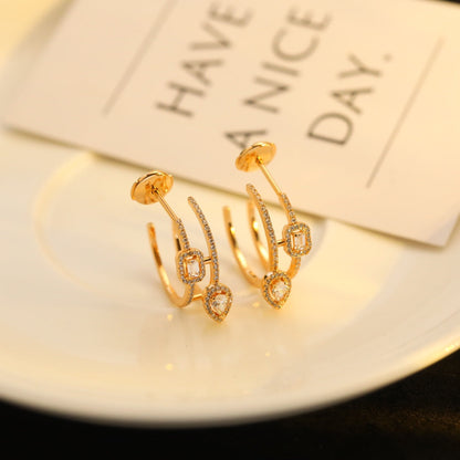 [Liorra]CREOLES MY TWIN 2 RANGS SILVER DIAMOND EARRINGS