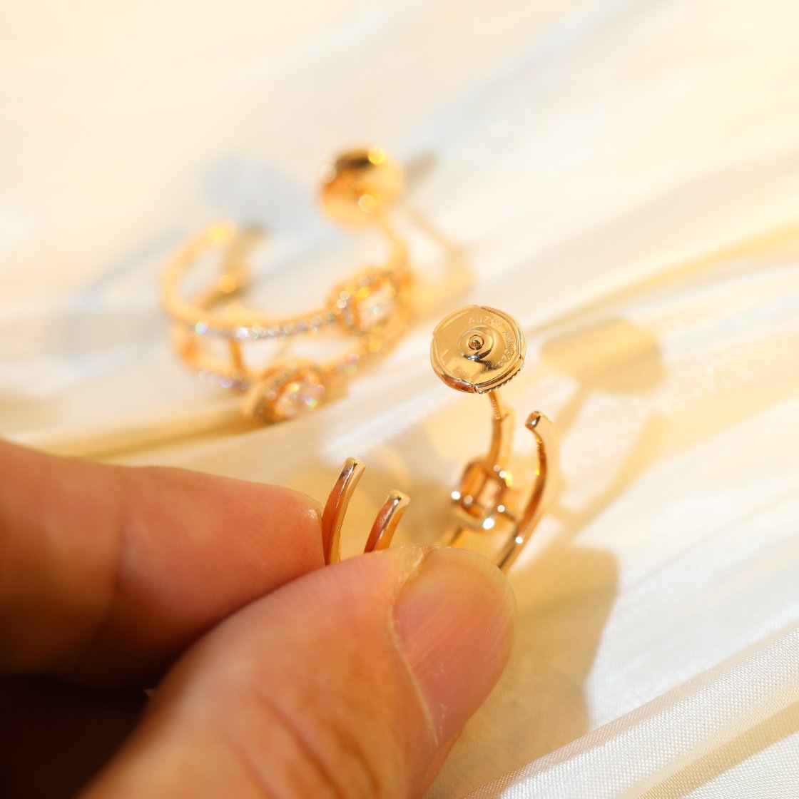 [Liorra]CREOLES MY TWIN 2 RANGS SILVER DIAMOND EARRINGS