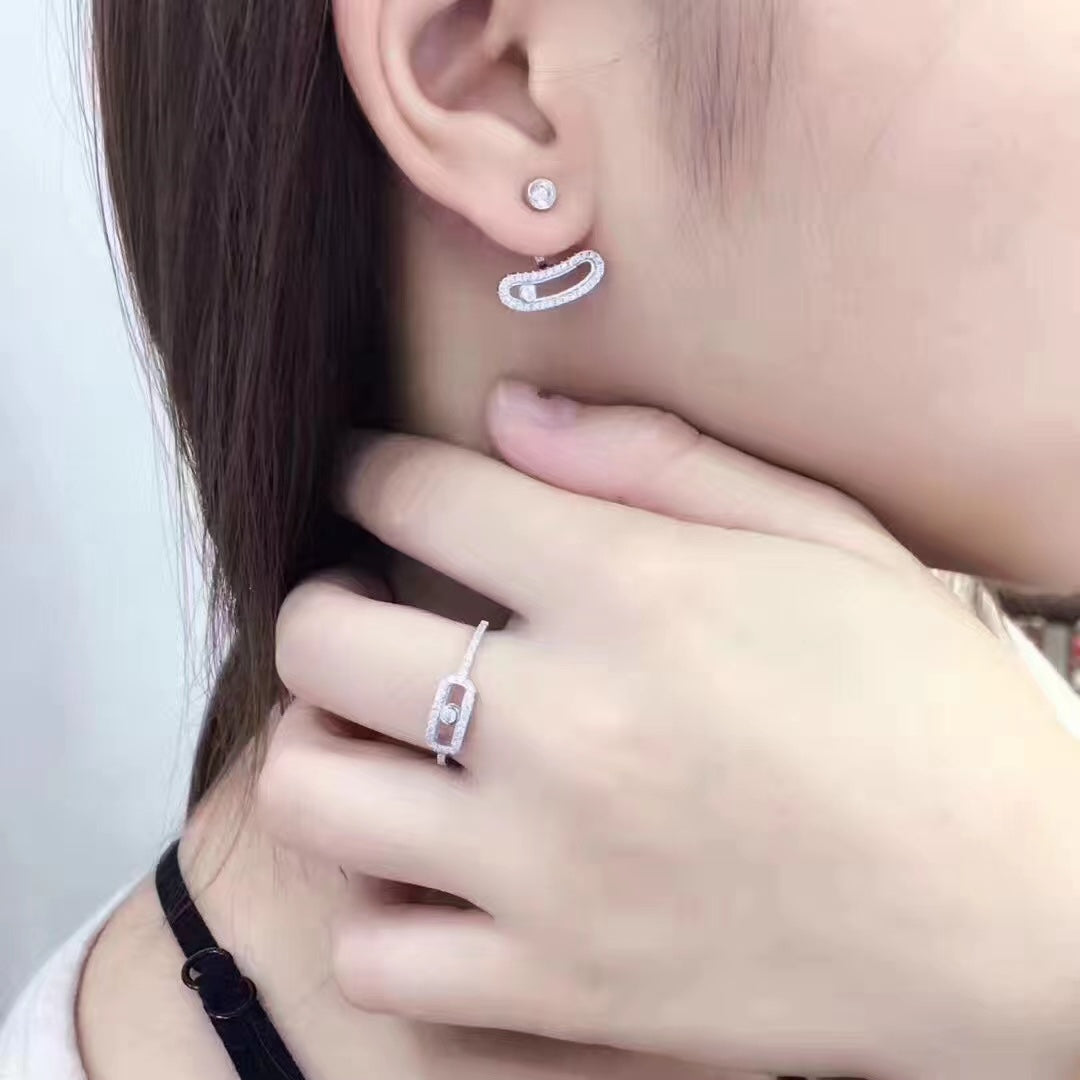 [Liorra]MOVE UNO SILVER DIAMOND EARRINGS