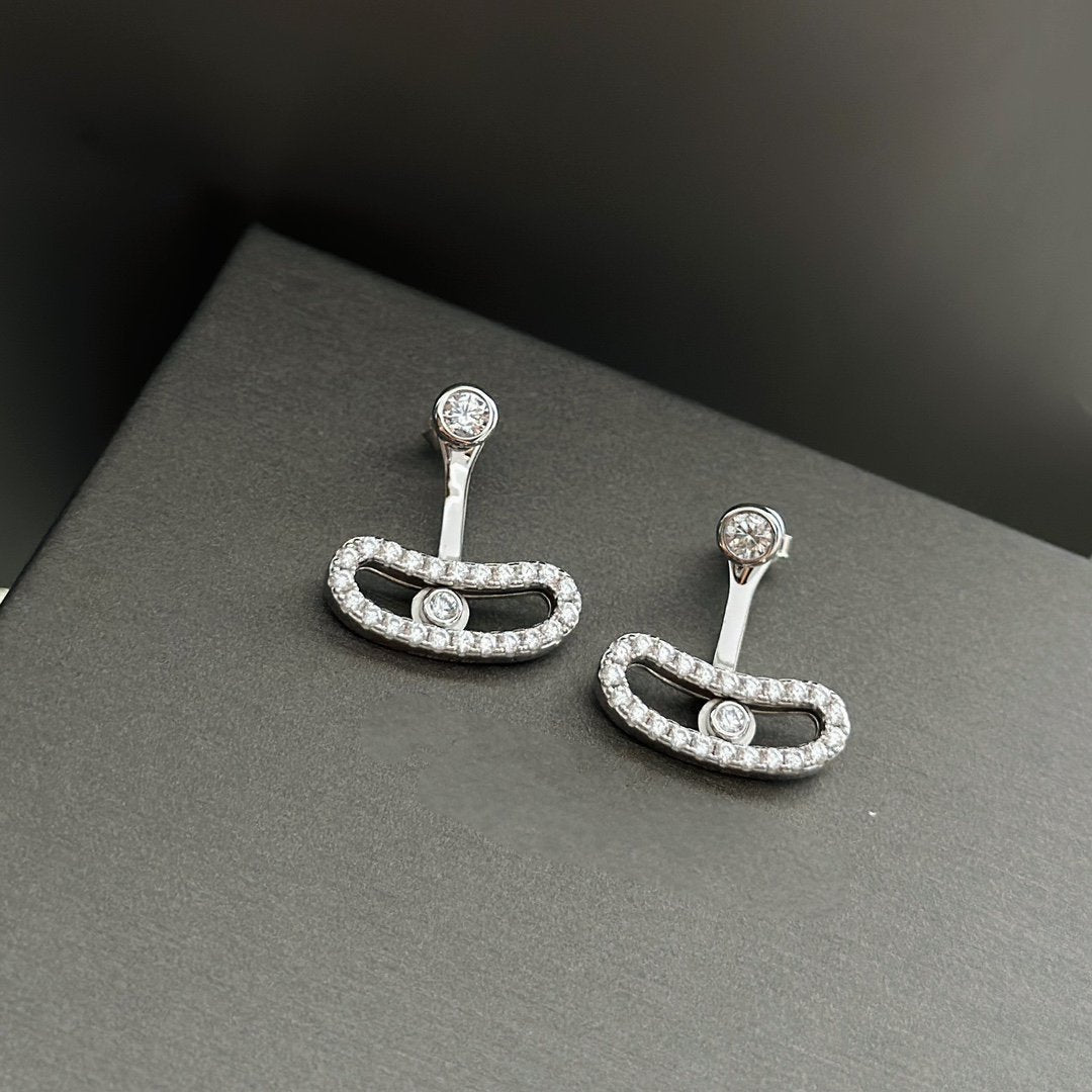 [Liorra]MOVE UNO SILVER DIAMOND EARRINGS