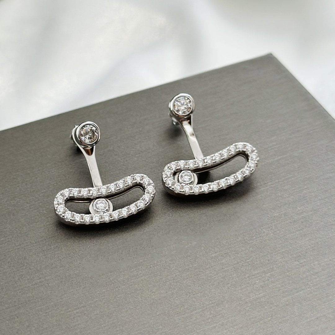 [Liorra]MOVE UNO SILVER DIAMOND EARRINGS
