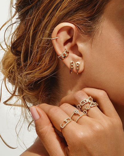 [Liorra]CREOLES MOVE UNO MINI 1 DIAMOND EARRINGS