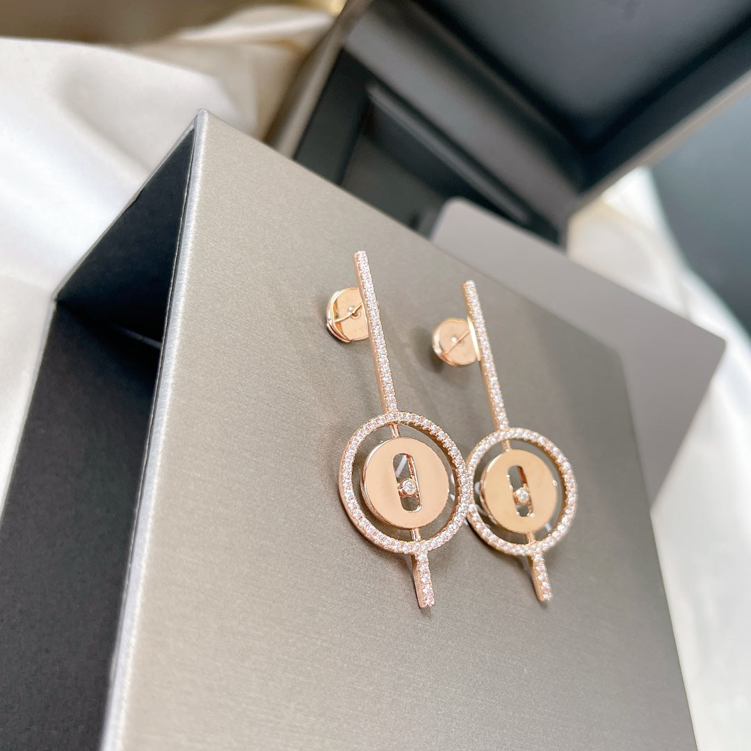 [Liorra]Demo MOVE ARROW PINK GOLD DIAMOND EARRINGS