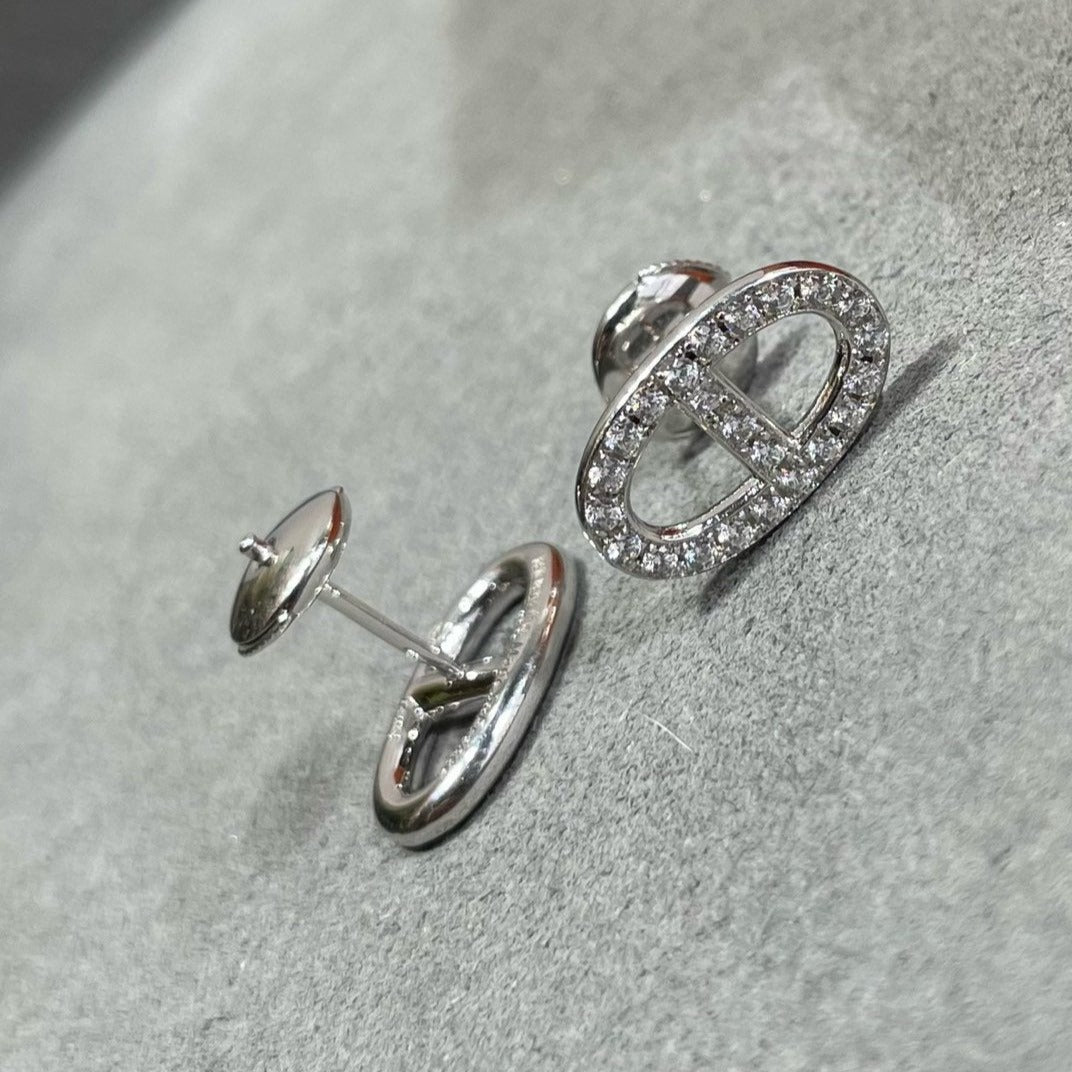 [Liorra]HM FULL DIAMOND PIG NOSE STUD EARRINGS