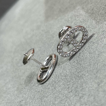 [Liorra]HM FULL DIAMOND PIG NOSE STUD EARRINGS