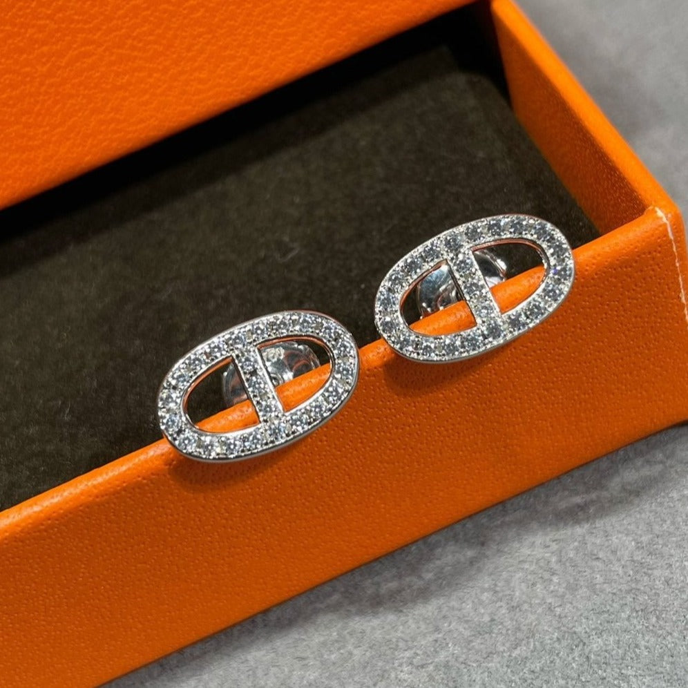 [Liorra]HM FULL DIAMOND PIG NOSE STUD EARRINGS