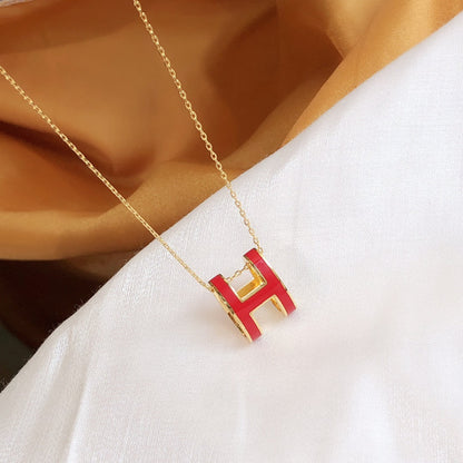 [Liorra]HM CLIC RED ENAMEL GOLD NECKLACE