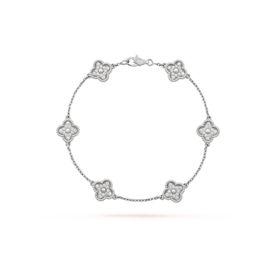 [Liorra]CLOVER 6 MOTIF SILVER DIAMOND BRACELET