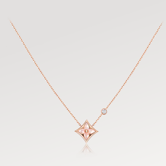 [Liorra]STAR PINK MOP 1 DIAMOND PINK GOLD NECKLACE