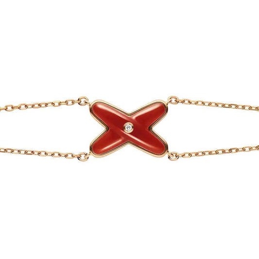 [Liorra]JEUX BRACELET CARNELIAN PINK GOLD 1 DIAMOND