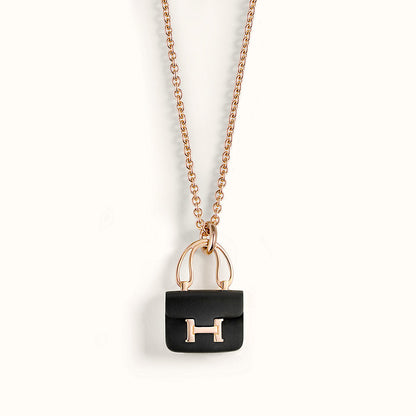 [Liorra]CONSTANCE BLACK PEDANT PINK GOLD NECKLACE