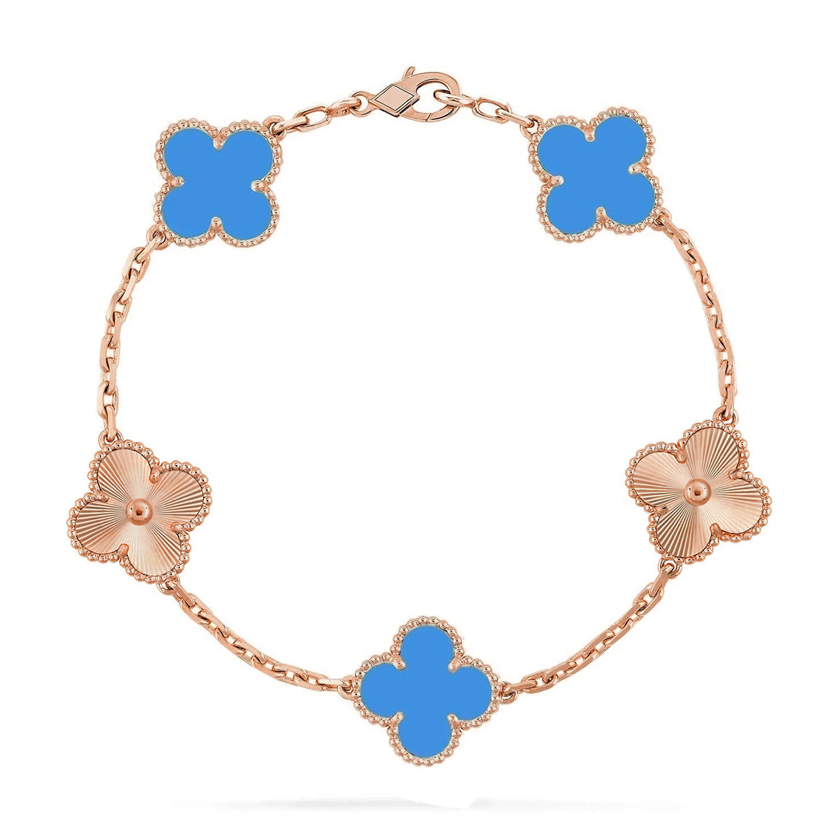 [Liorra] CLOVER 5 MOTIF BLUE AGATE BRACELET COLLECTION