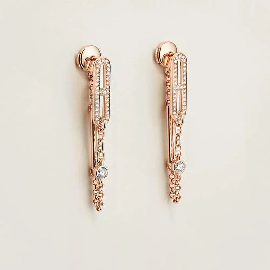 [Liorra]CHAINE CHAOS DIAMOND DROP EARRINGS