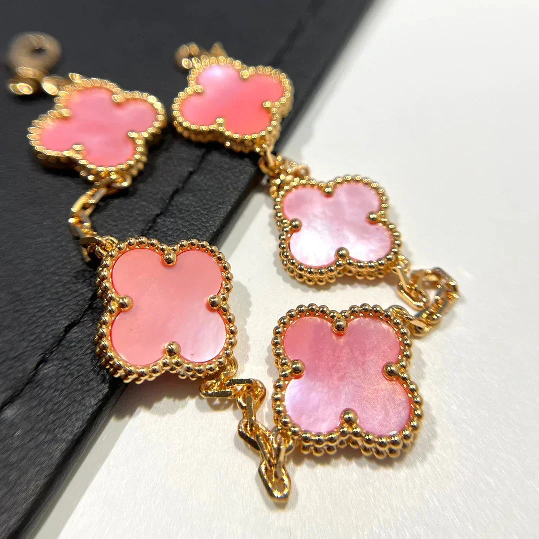 [Liorra] CLOVER 5 MOTIFS  PINK MOP BRACELET COLLECTION