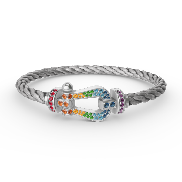 [Liorra]FORC LARGE HORSESHOE  COLORED DIAMOND BRACELET SILVER