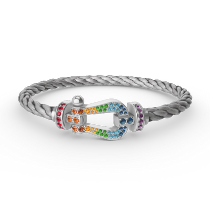 [Liorra]FORC LARGE HORSESHOE  COLORED DIAMOND BRACELET SILVER