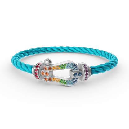 [Liorra]FORC LARGE HORSESHOE  COLORED DIAMOND BRACELET SILVER