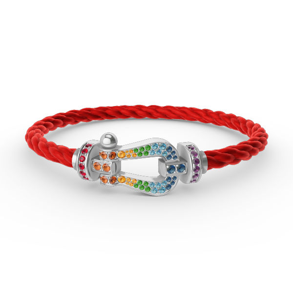 [Liorra]FORC LARGE HORSESHOE  COLORED DIAMOND BRACELET SILVER