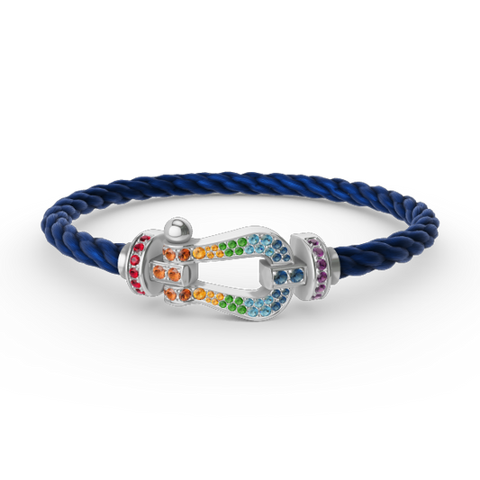 [Liorra]FORC LARGE HORSESHOE  COLORED DIAMOND BRACELET SILVER