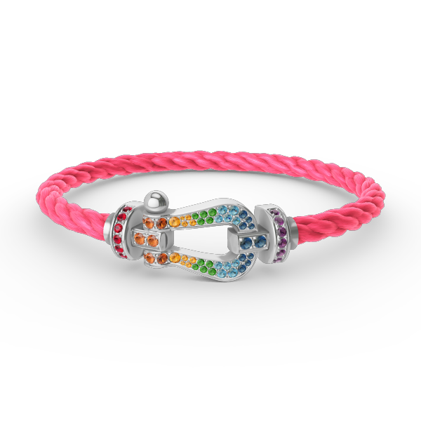 [Liorra]FORC LARGE HORSESHOE  COLORED DIAMOND BRACELET SILVER