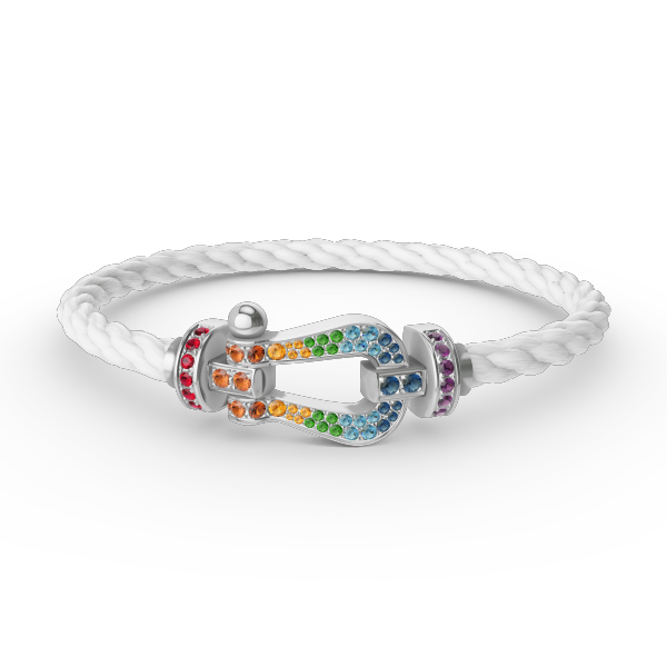 [Liorra]FORC LARGE HORSESHOE  COLORED DIAMOND BRACELET SILVER