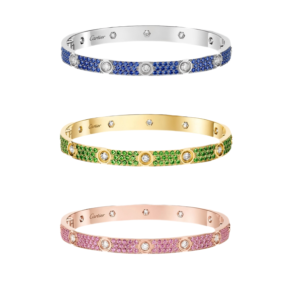 [Liorra]2026 PAVE GEMSTONE LOVE BRACELET 6.1MM 10 DIAMONDS