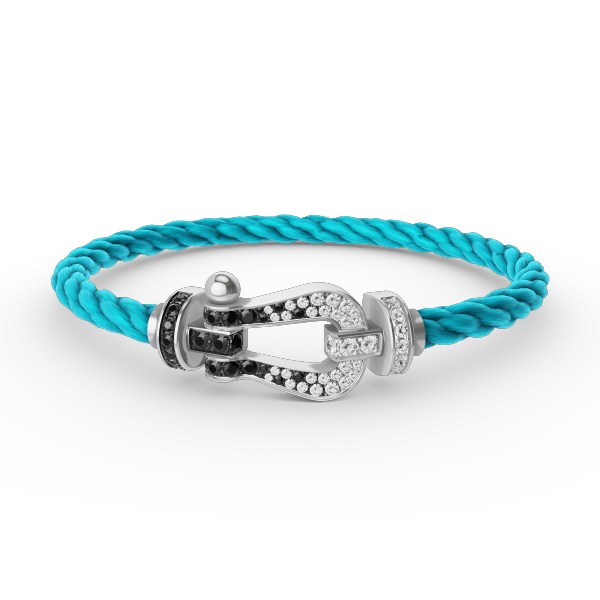 [Liorra]FORCE LARGE HORSESHOE BLACK WHITE DIAMOND BRACELET SILVER
