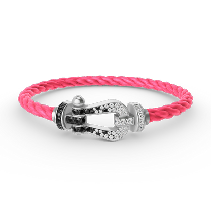 [Liorra]FORCE LARGE HORSESHOE BLACK WHITE DIAMOND BRACELET SILVER