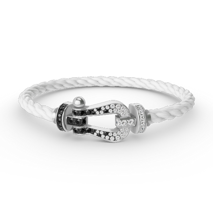 [Liorra]FORCE LARGE HORSESHOE BLACK WHITE DIAMOND BRACELET SILVER