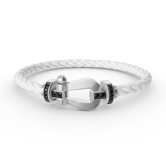 [Liorra]FORCE LARGE HORSESHOE BLACK DIAMOND BRACELET SILVER