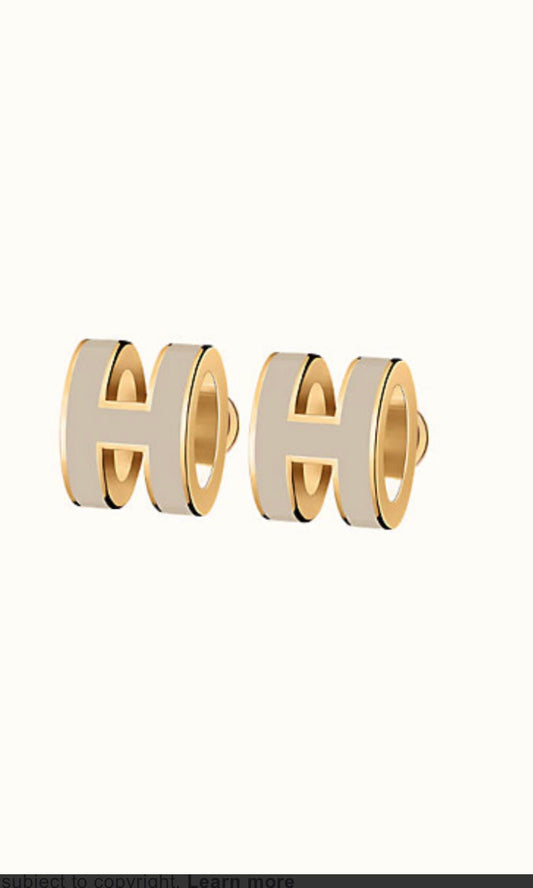 [Liorra]MINI POP H GOLD EARRINGS GREY