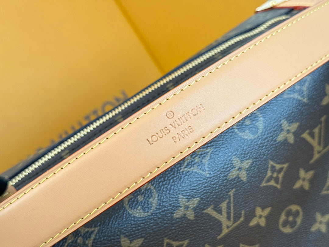 LV 25S SIDE TRUNK 30 IN BROWN MONOGRAM CANVAS LEATHER TRIM GOLD HARDWARE