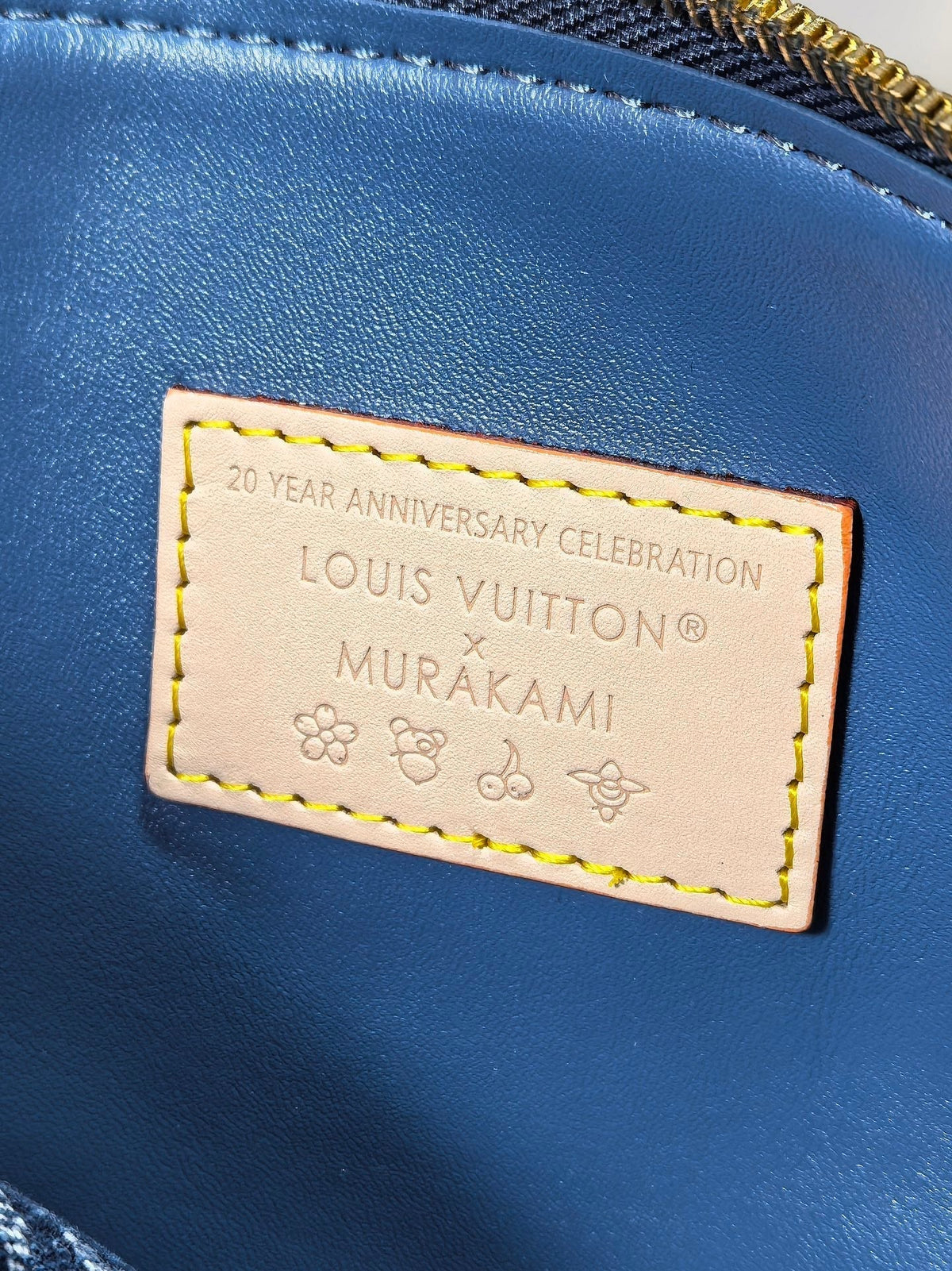 LV 25S COUSSIN BAG 26 IN DARK BLUE DENIM MONOGRAM CHERRY GOLD HARDWARE