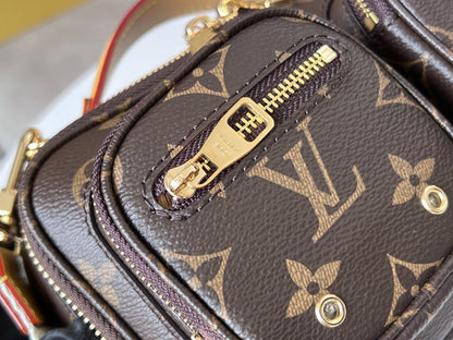 LV 25S UTILITY CROSSBODY HANDBAG 18 IN BROWN MONOGRAM CANVAS GOLD HARDWARE