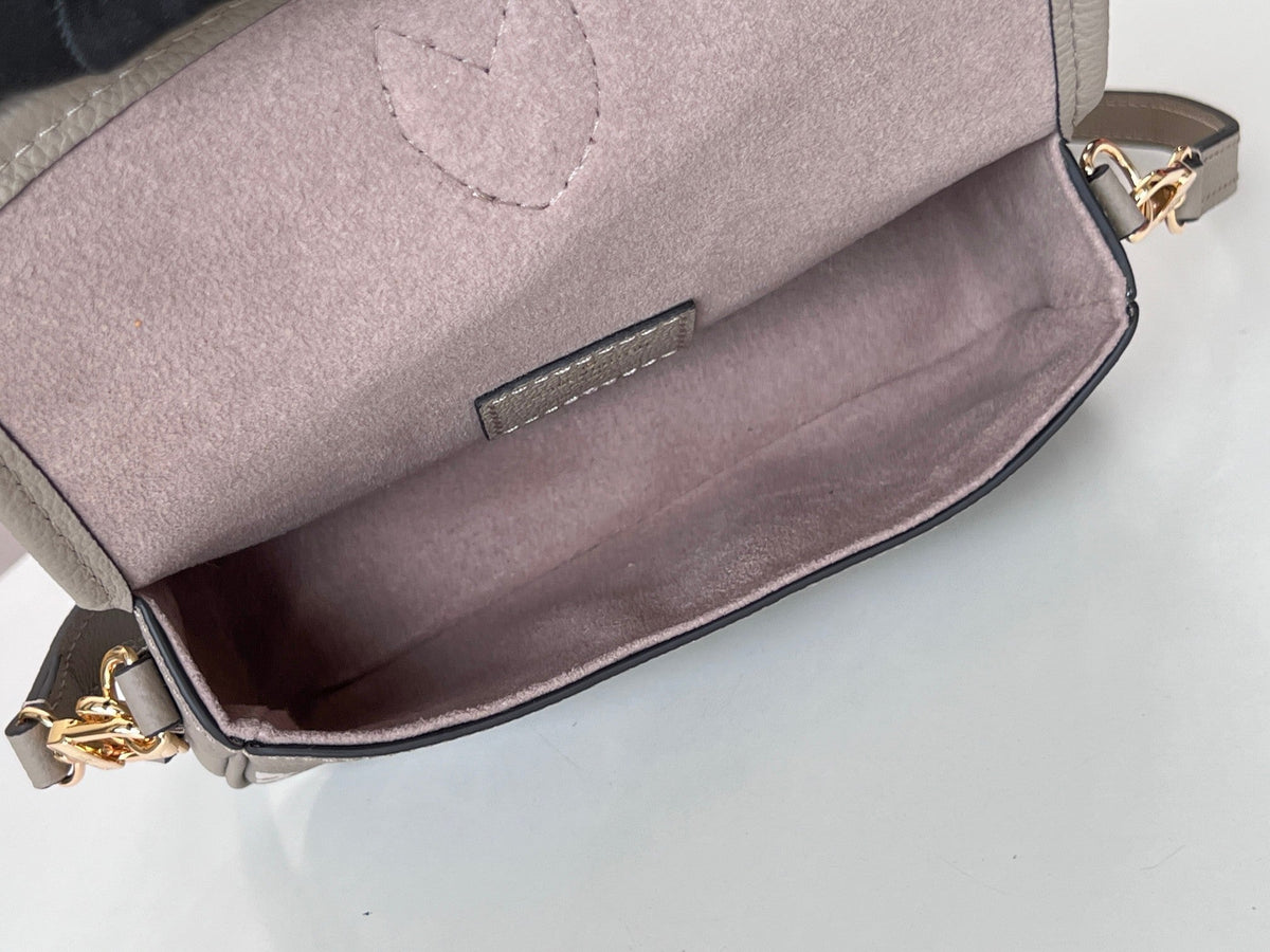 LV 25S MINI NANO DIANE 19 IN TOURTERELLE WHITE MONOGRAM EMPREINTE LEATHER GOLD HARDWARE