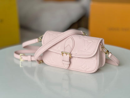 LV 25S MINI NANO DIANE 19 IN PINK MONOGRAM EMPREINTE LEATHER GOLD HARDWARE