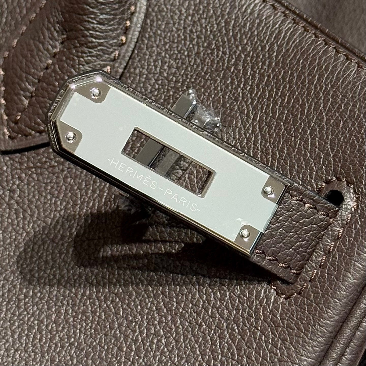 HERMES 25S SHOULDER BIRKIN 29 IN CHARCOAL BROWN CALFSKIN SILVER HARDWARE