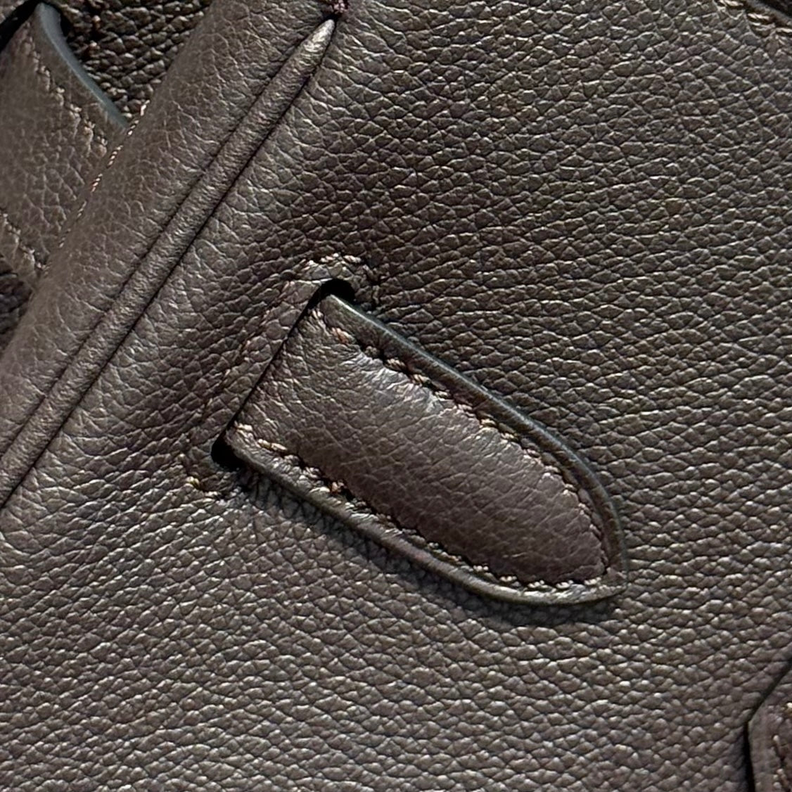 HERMES 25S SHOULDER BIRKIN 29 IN CHARCOAL BROWN CALFSKIN SILVER HARDWARE