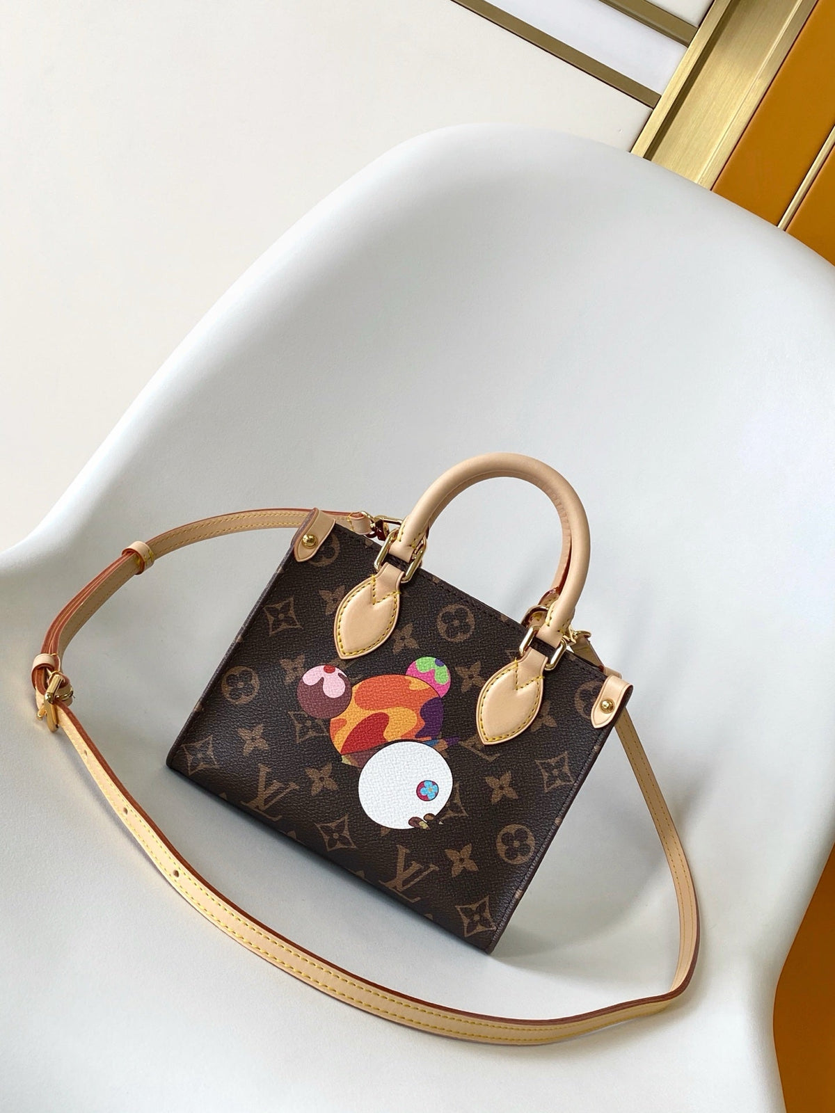 PANDA ONTHEGO BAG 18 IN BROWN MONOGRAM COATED CANVAS