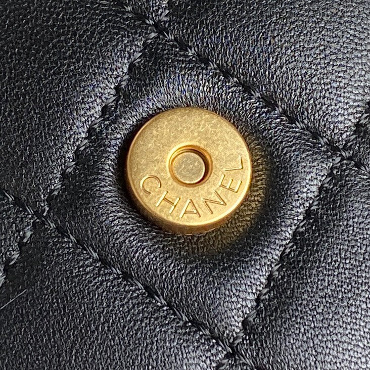 BUCKET BACKPACK 24 IN BLACK LAMBSKIN GOLD HARDWARE